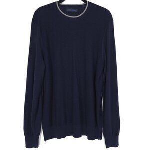 PATRICK ASSARAF 100% EXTRAFINE MERINO WOOL Size MEDIUM Crew‎ Navy Blue Sweater